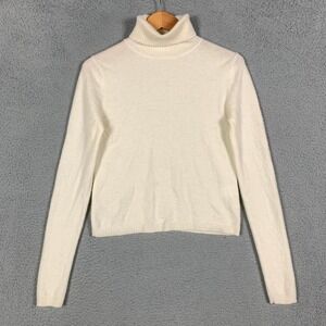 Silk Maison 100% Cashmere Turtleneck Sweater Women's Small S Cream Knit Pullover